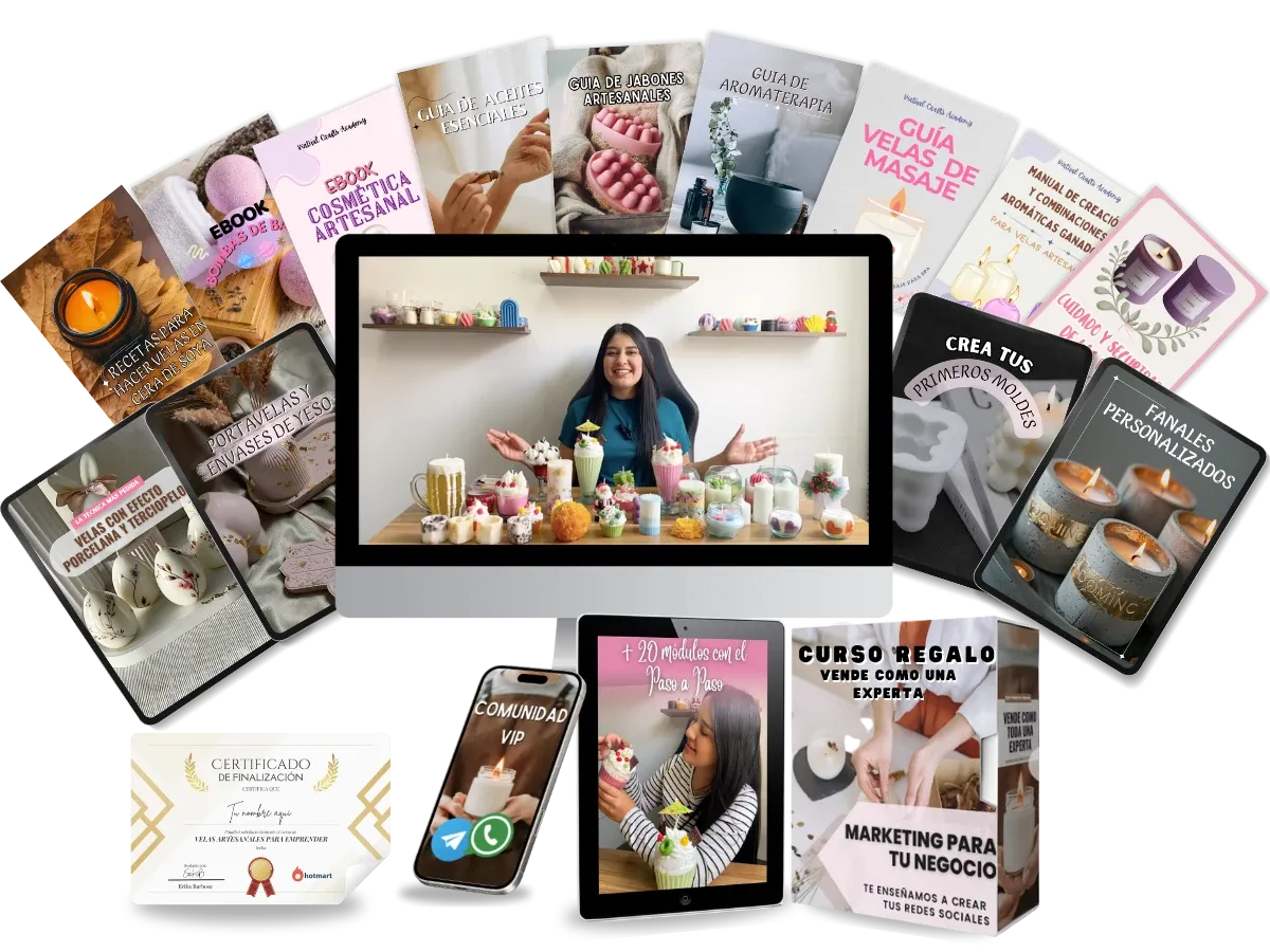 Mockup completo del curso de velas artesanales