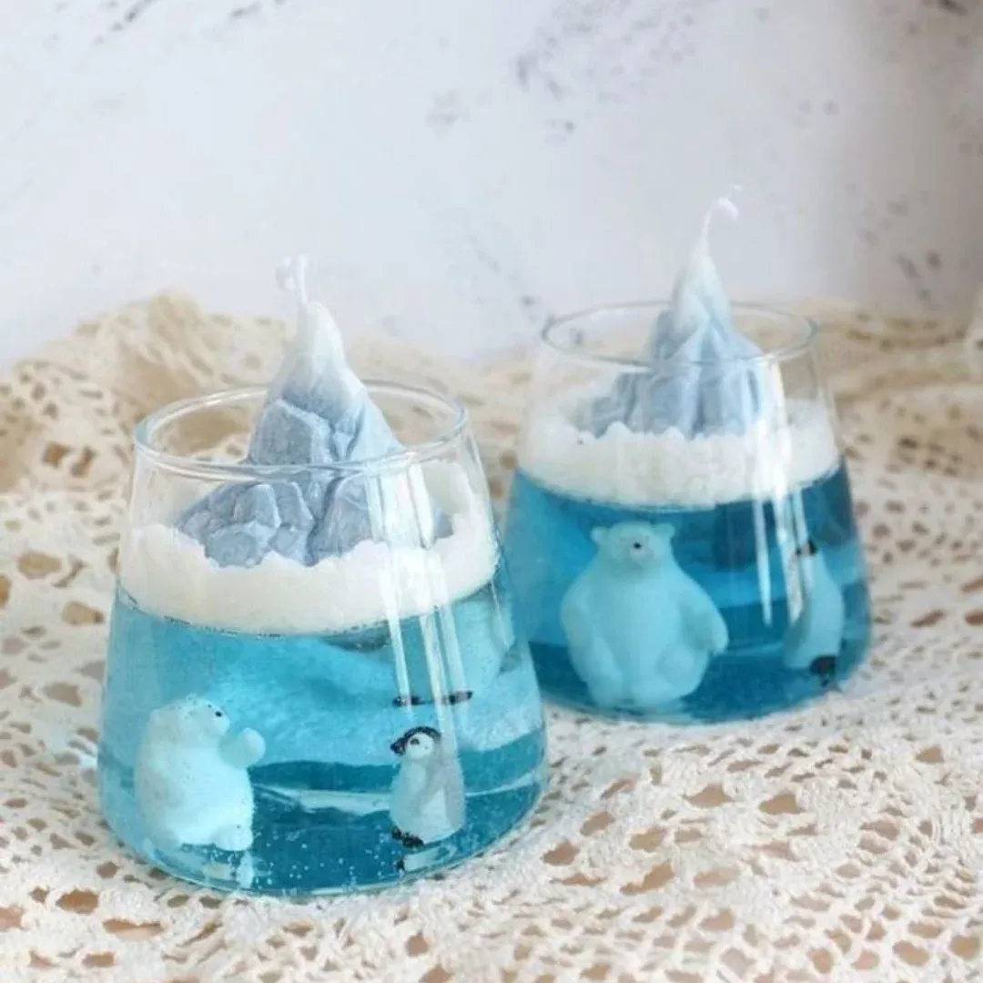 Vela de gel con osos polares