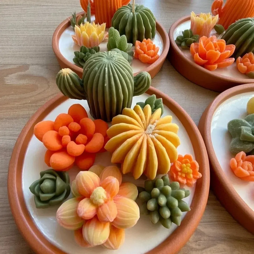Velas de cactus y suculentas en molde