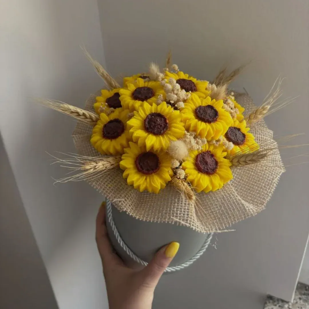 Velas de girasoles en bouquet